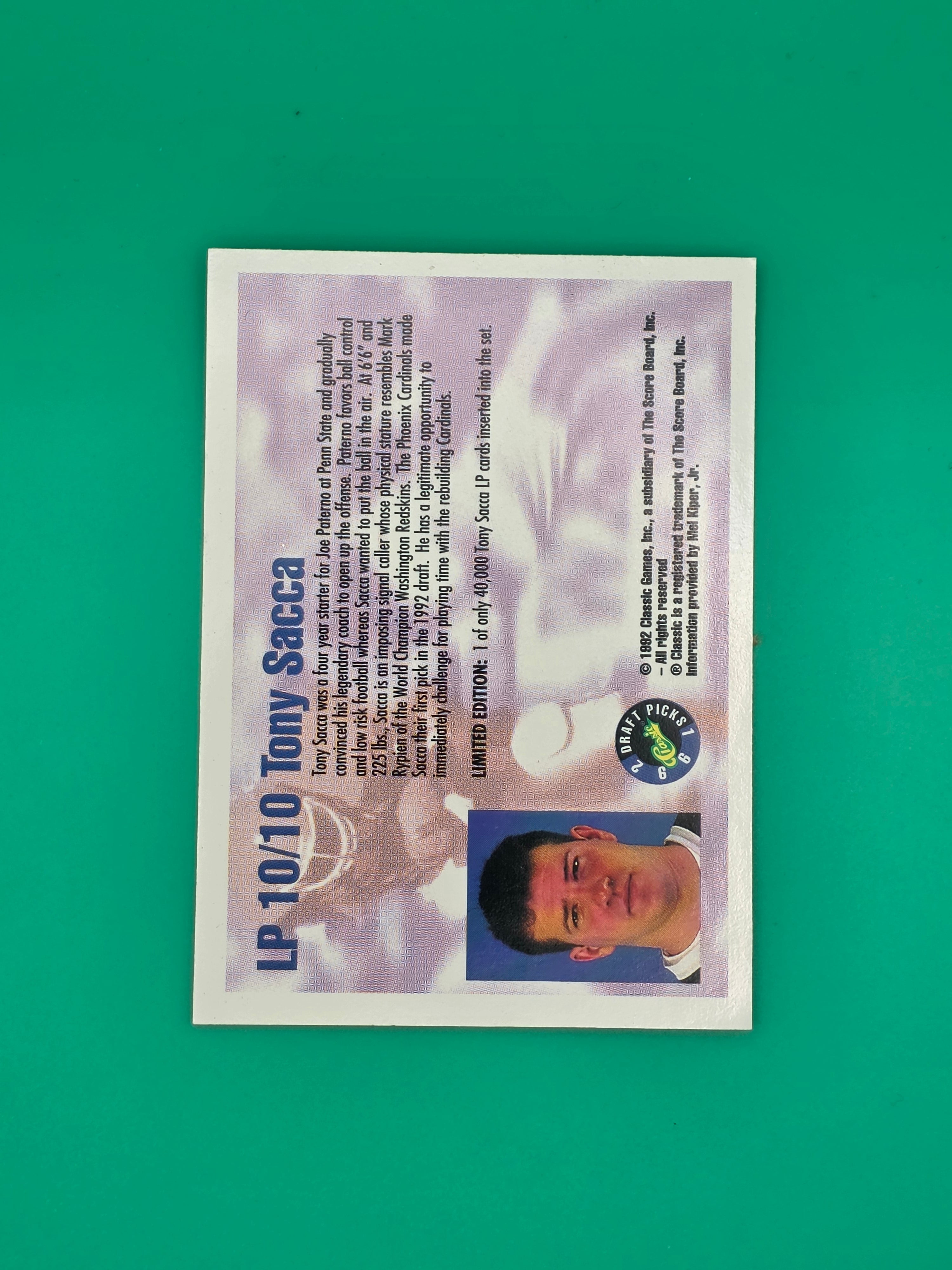 1992 Classic Draft Picks #LP10 Tony Sacca Limited Prints