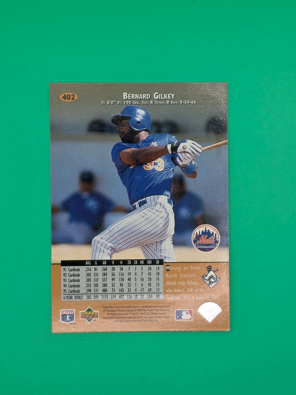 1996 Upper Deck #402 Bernard Gilkey