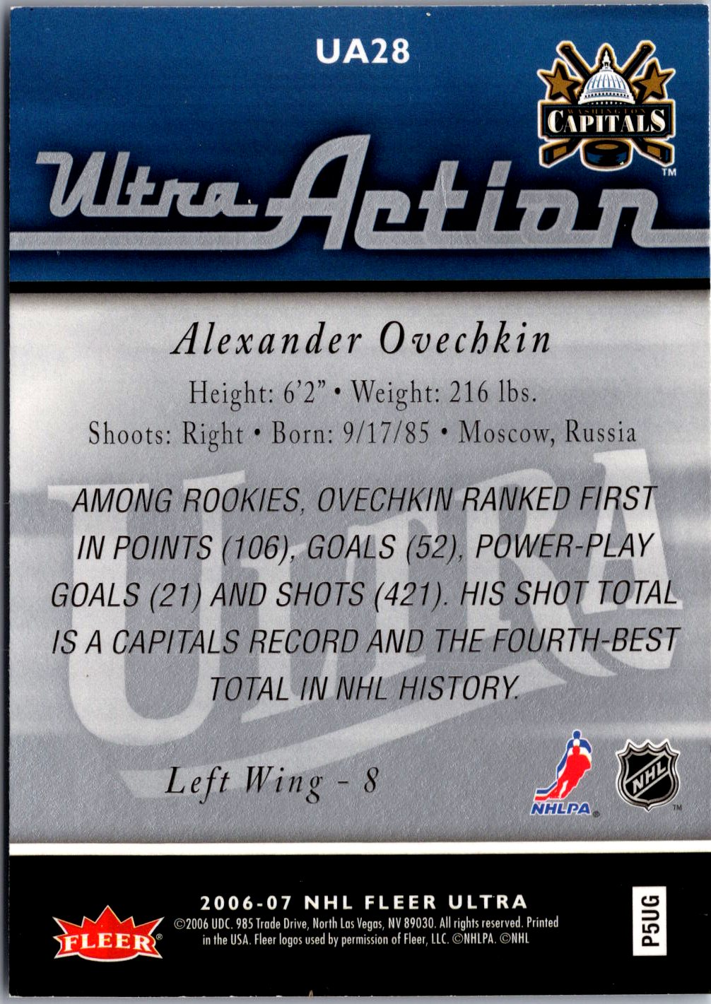 2006-07 Ultra #UA28 Alexander Ovechkin Ultra Action