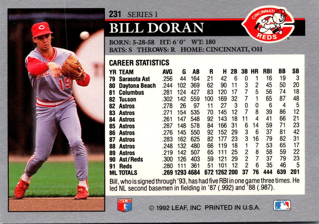 1992 Leaf #231 Bill Doran