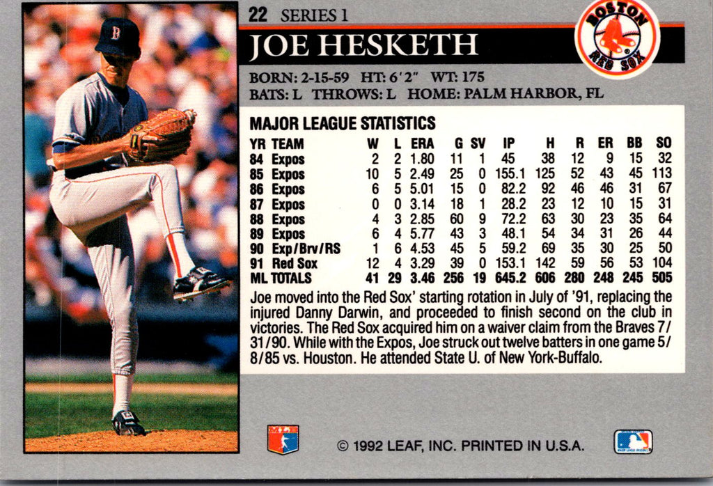 1992 Leaf #22 Joe Hesketh