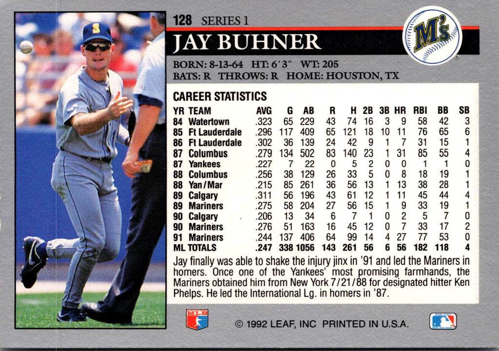 1992 Leaf #128 Jay Buhner