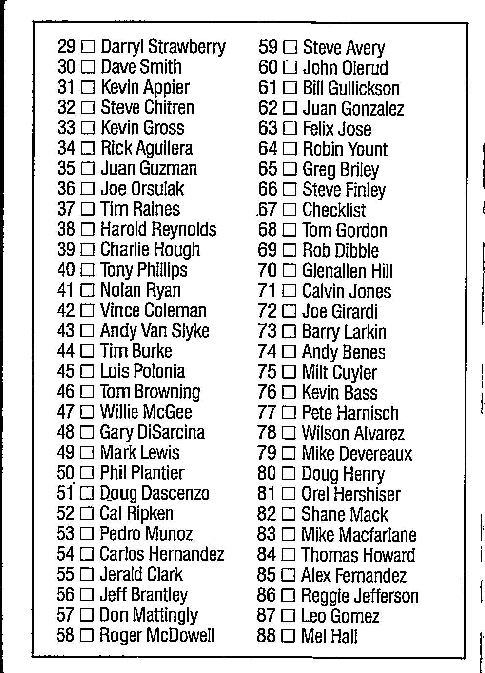 1992 Leaf #67 Checklist: 1-88