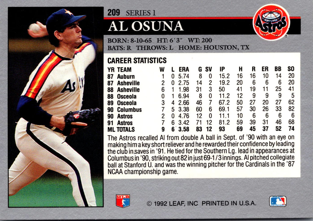 1992 Leaf #209 Al Osuna