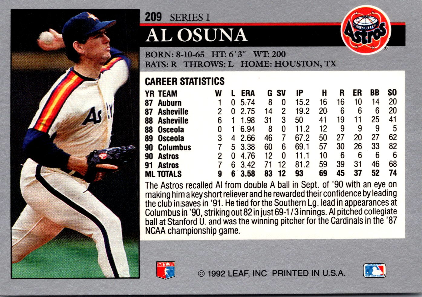 1992 Leaf #209 Al Osuna