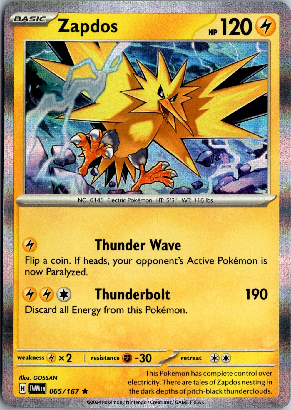 SV06: Twilight Masquerade #065/167 Zapdos