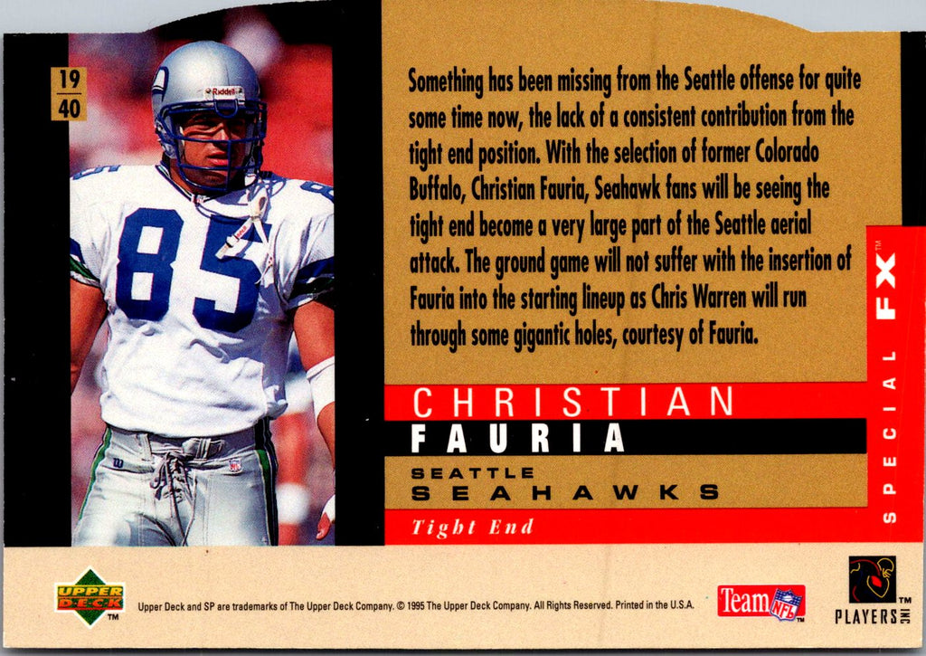 1995 SP #19 Christian Fauria Holoviews Die Cuts