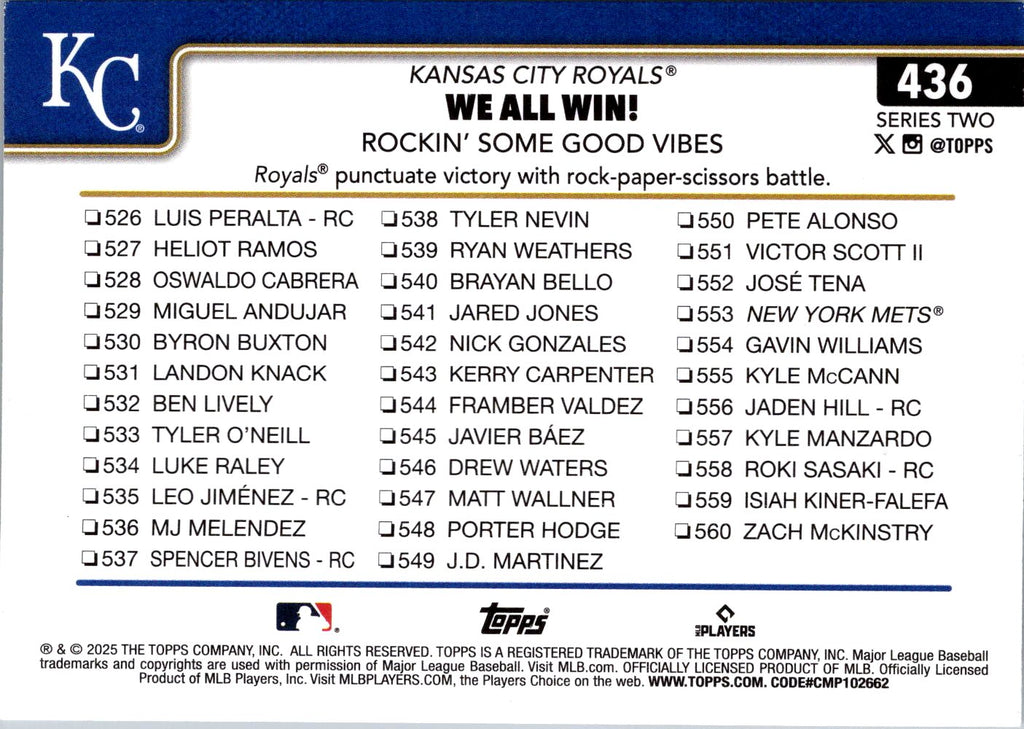 2025 Topps #436 We All Win! Rockin’ Some Good Vibes