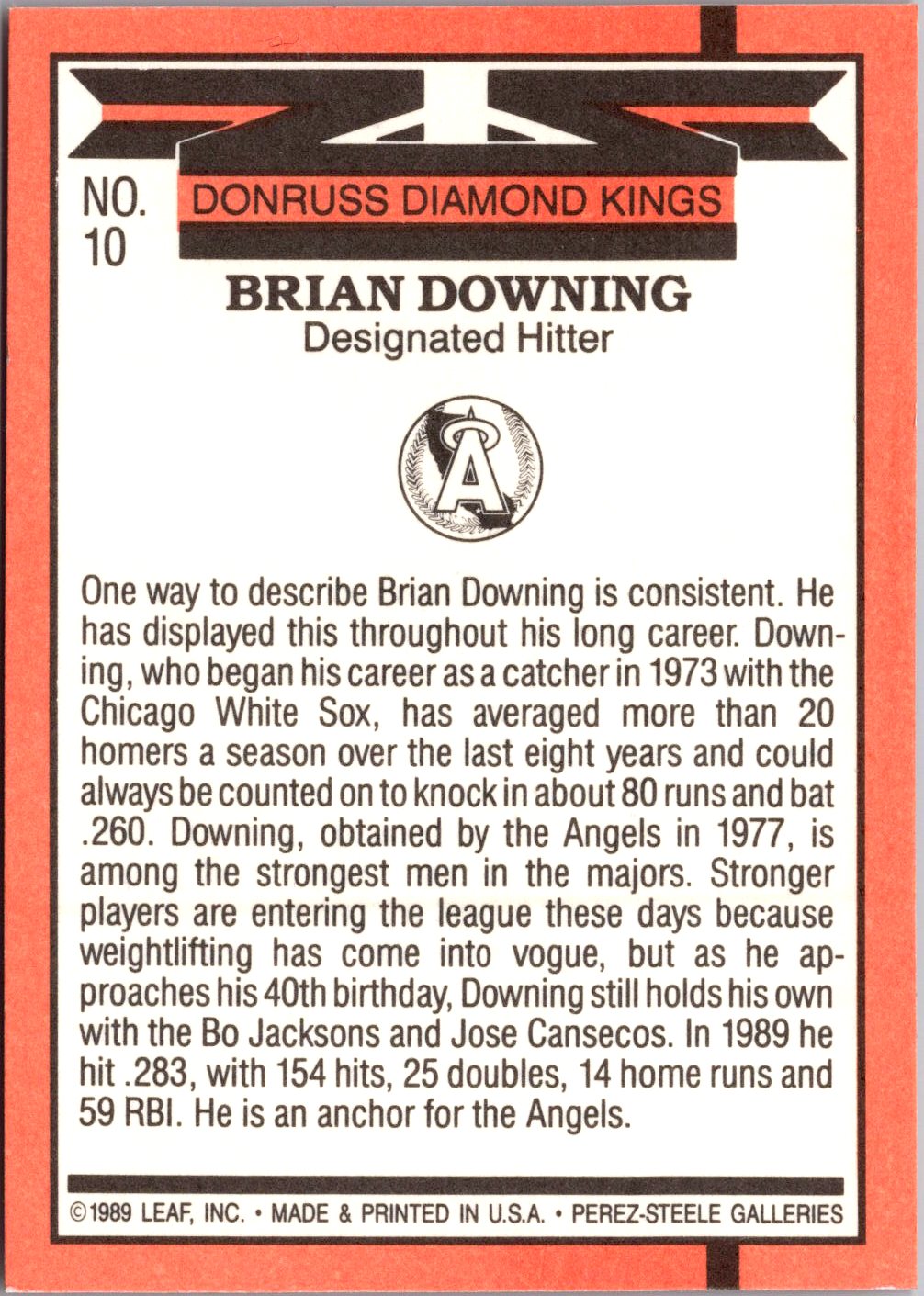 1990 Donruss #10c Brian Downing