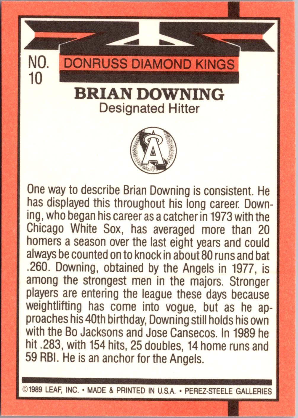 1990 Donruss #10d Brian Downing
