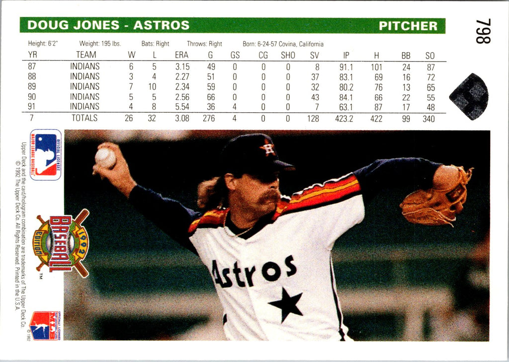 1992 Upper Deck #798 Doug Jones Factory Set Gold Hologram