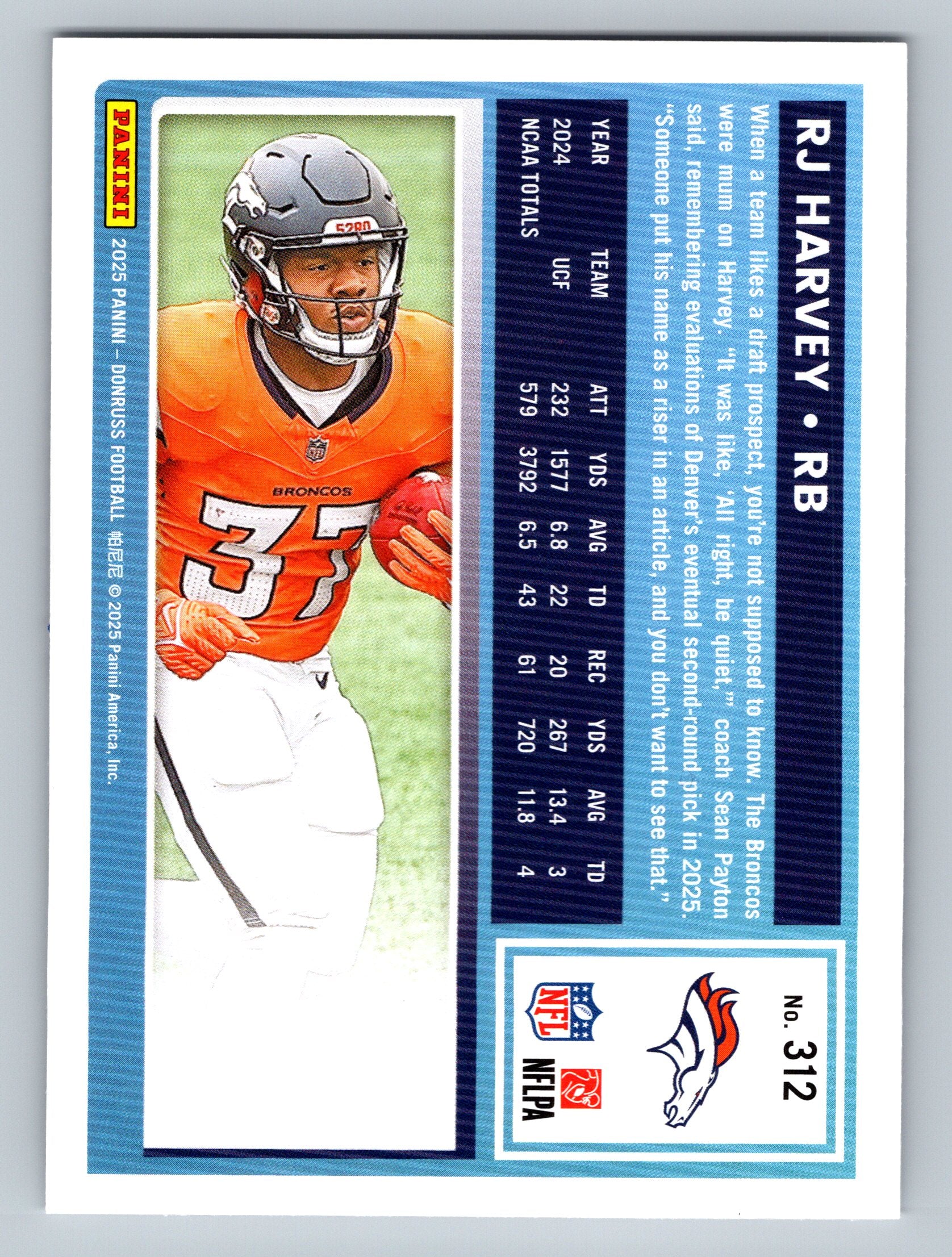 2025 Donruss #312 RJ Harvey