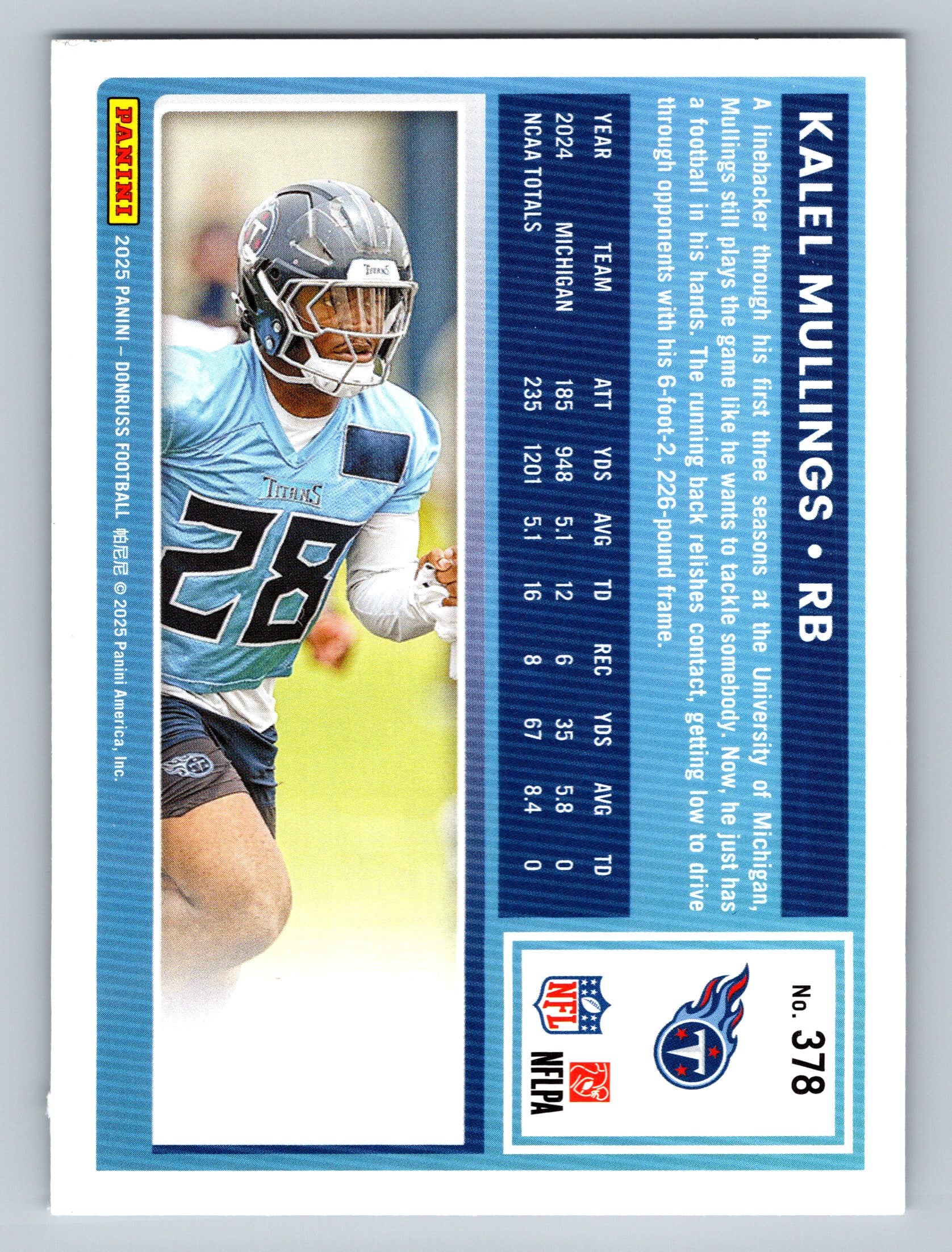 2025 Donruss #378 Kalel Mullings