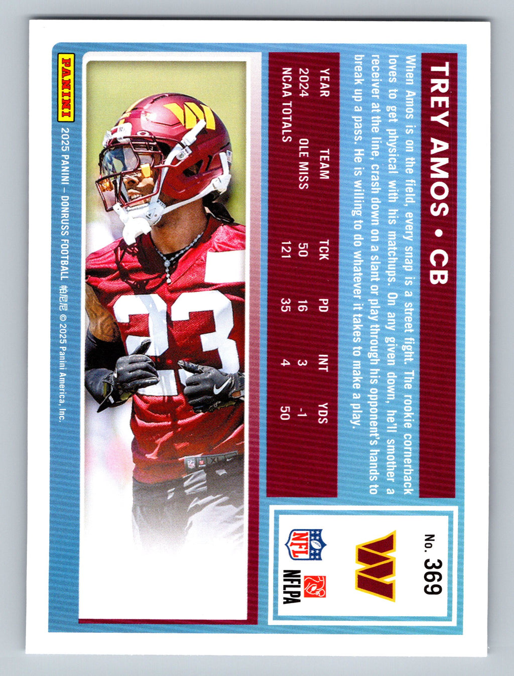 2025 Donruss #369 Trey Amos
