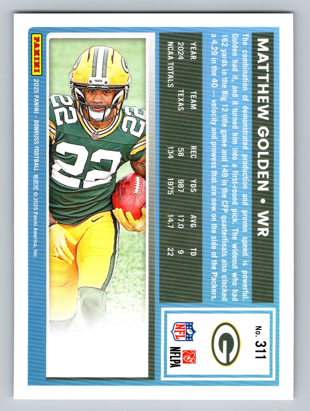 2025 Donruss #311 Matthew Golden