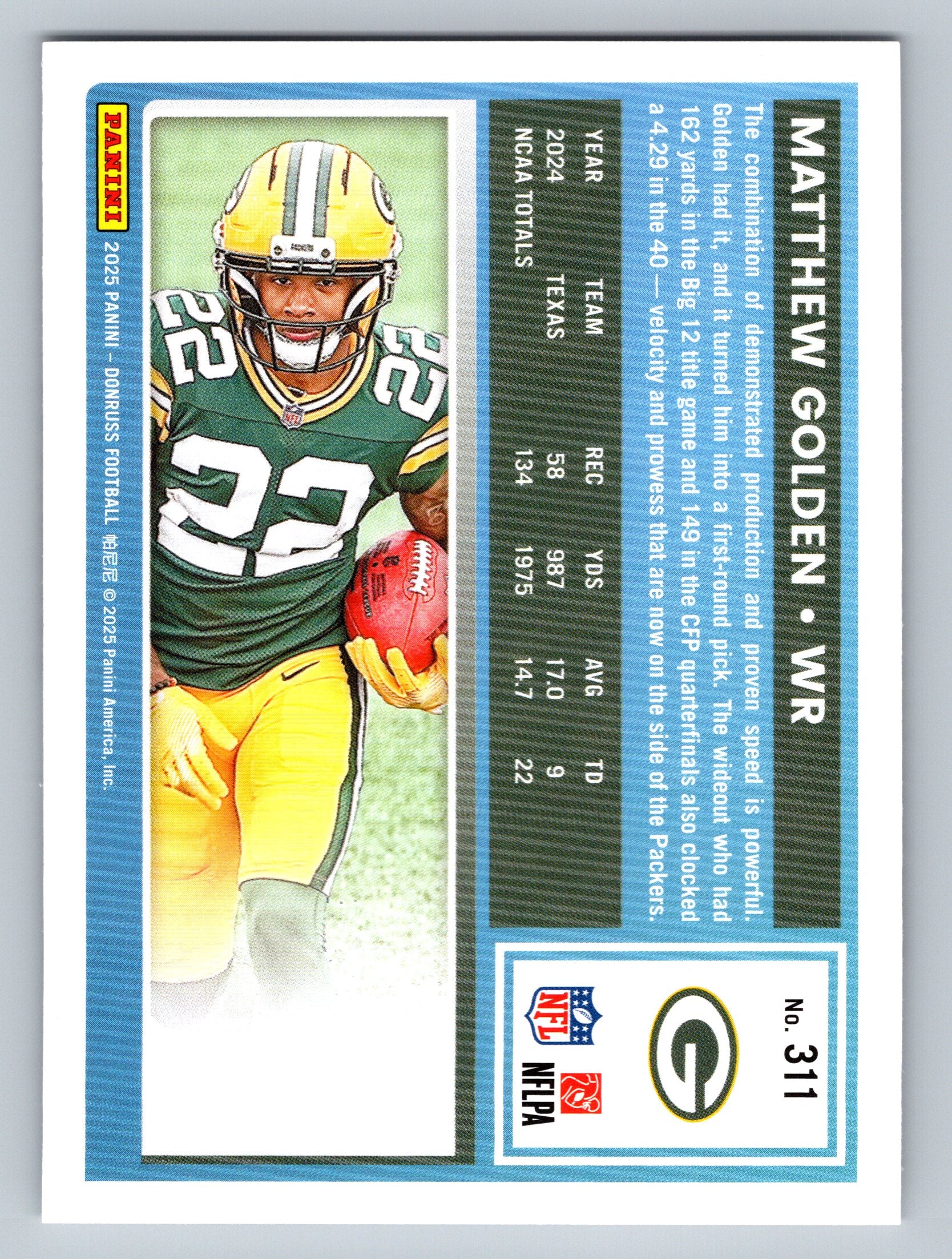 2025 Donruss #311 Matthew Golden