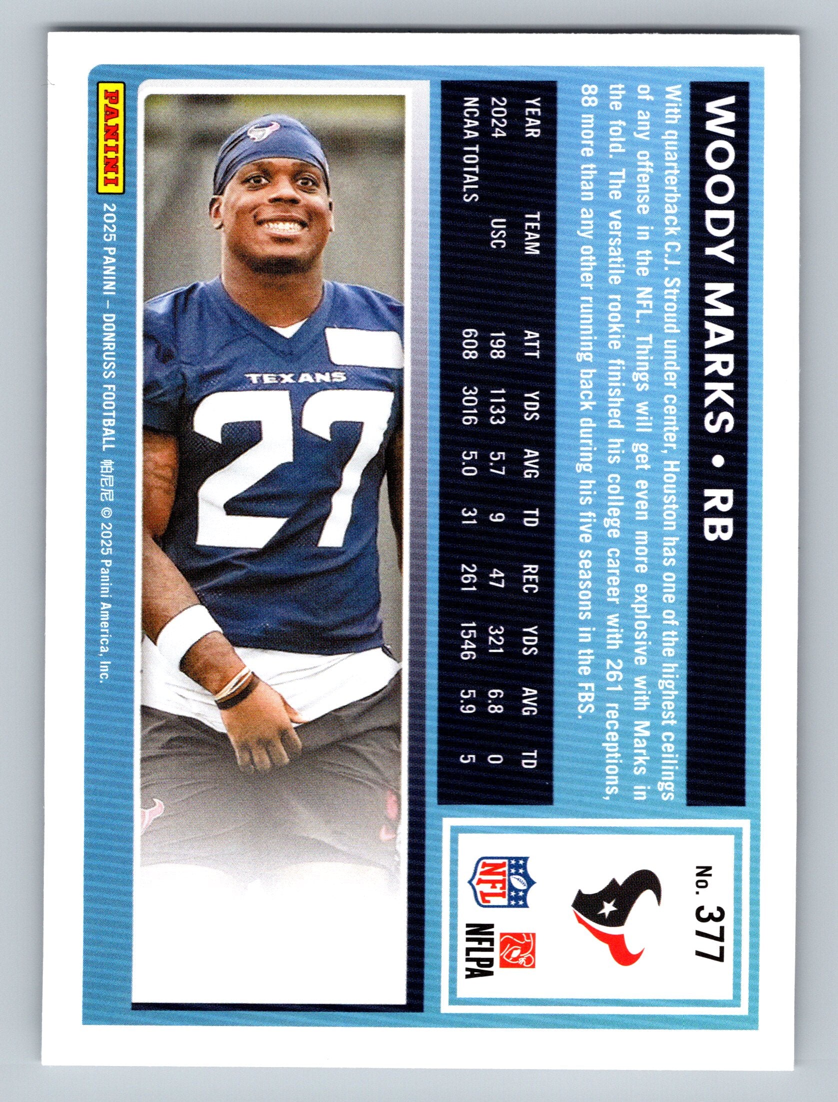 2025 Donruss #377 Woody Marks