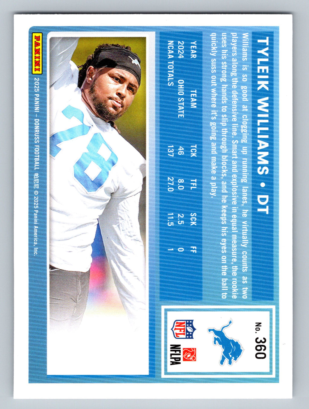2025 Donruss #360 Tyleik Williams