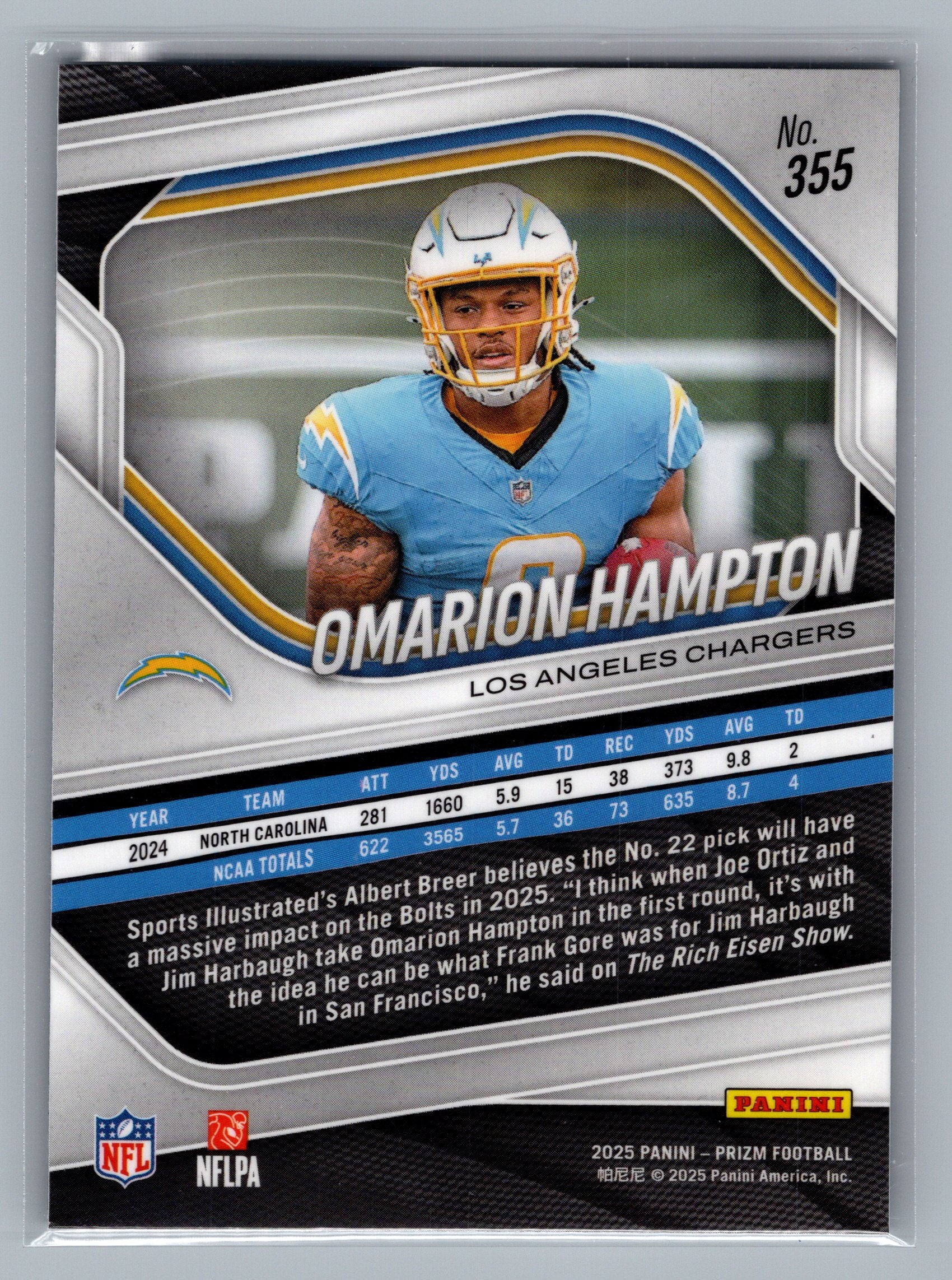 2025 Panini Prizm #355 Omarion Hampton