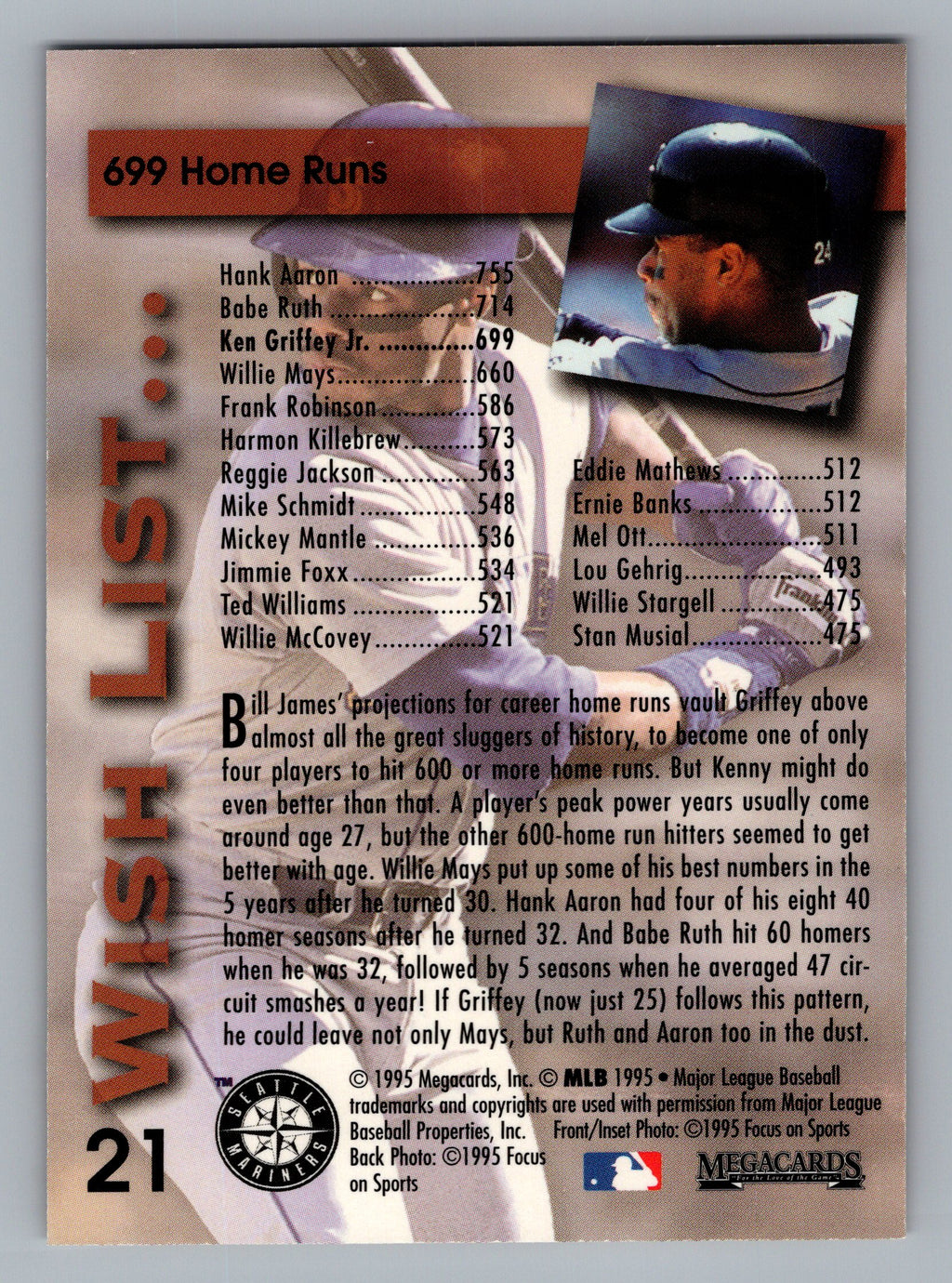 1995 Megacards Ken Griffey Jr. Wish List #21 Ken Griffey Jr.