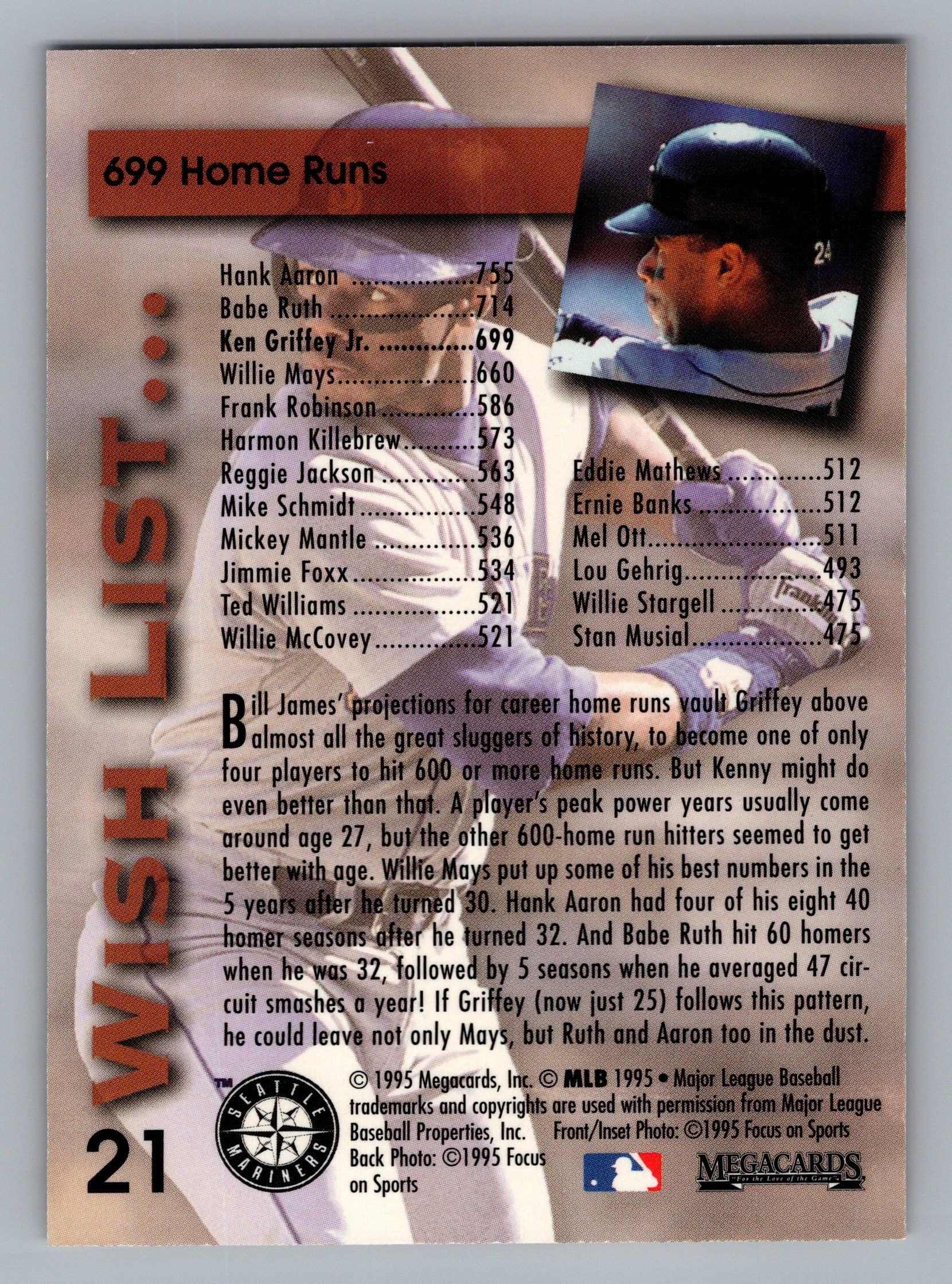1995 Megacards Ken Griffey Jr. Wish List #21 Ken Griffey Jr.