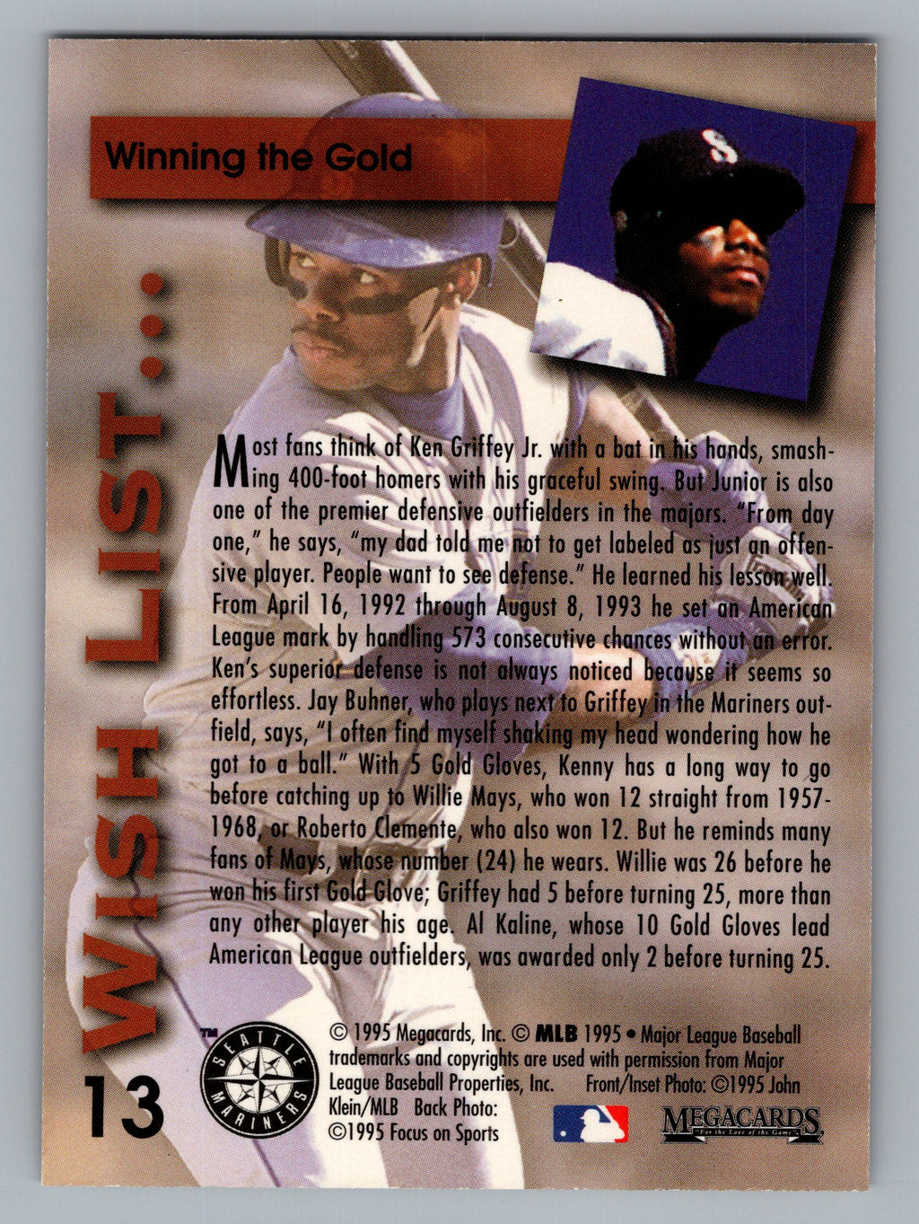 1995 Megacards Ken Griffey Jr. Wish List #13 Ken Griffey Jr.