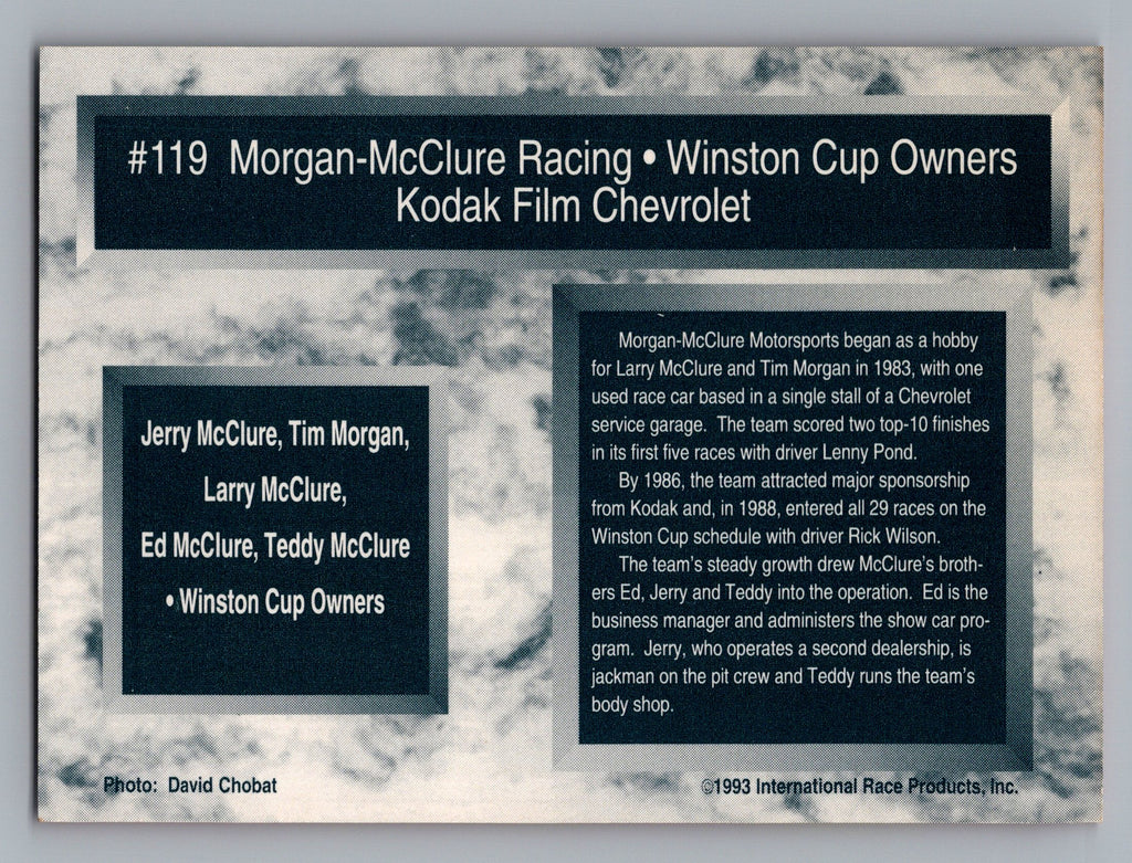1993 Traks #119 Morgan-McClure Racing First Run