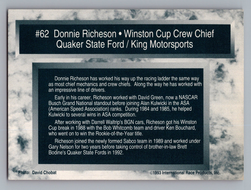 1993 Traks #62 Donnie Richeson