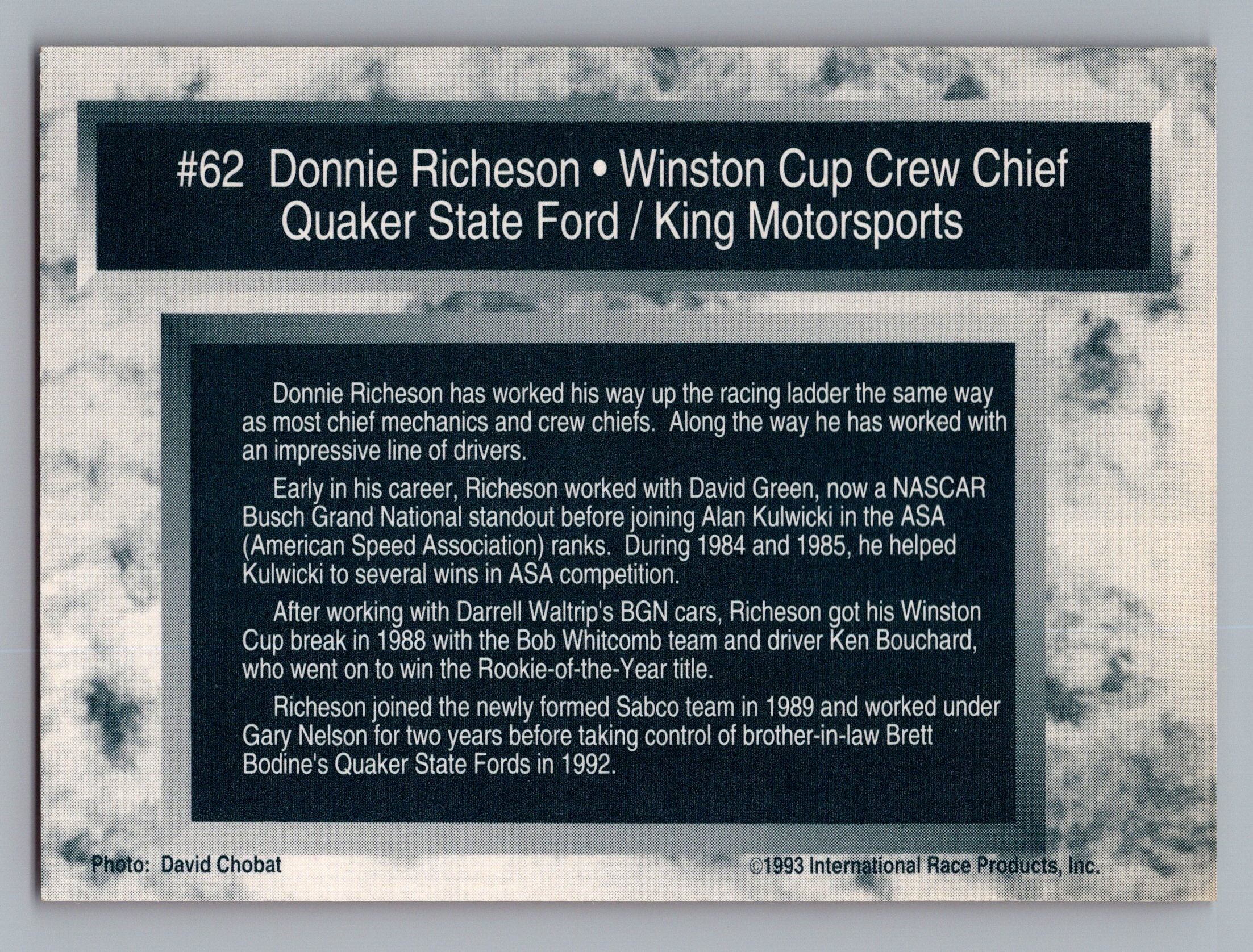 1993 Traks #62 Donnie Richeson