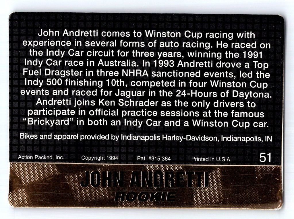 1994 Action Packed #51 John Andretti
