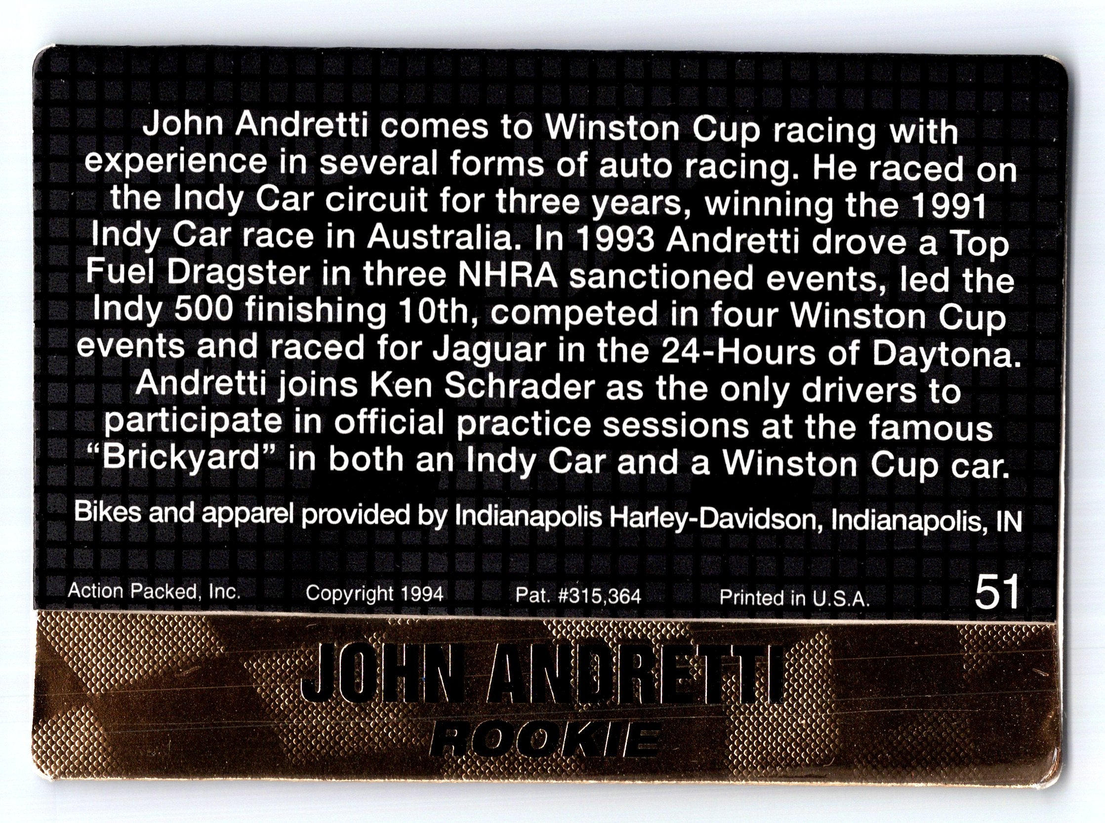 1994 Action Packed #51 John Andretti