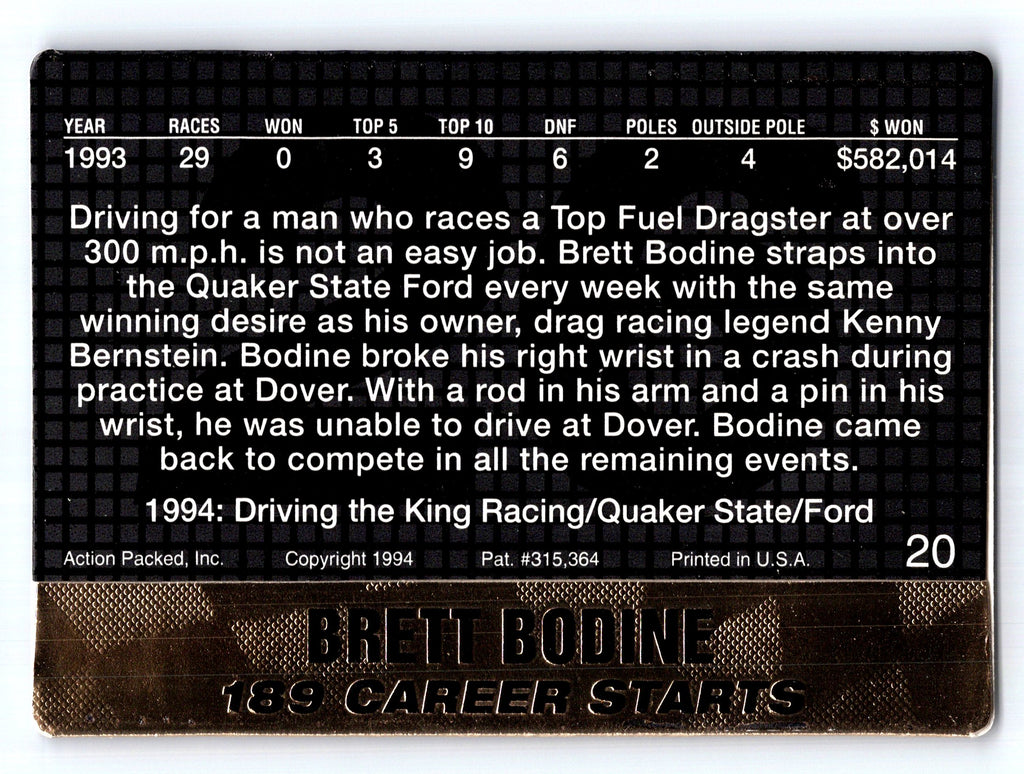 1994 Action Packed #20 Brett Bodine