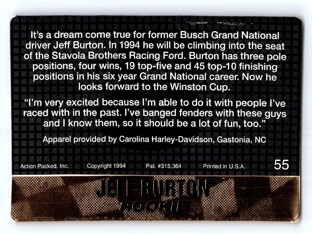 1994 Action Packed #55 Jeff Burton