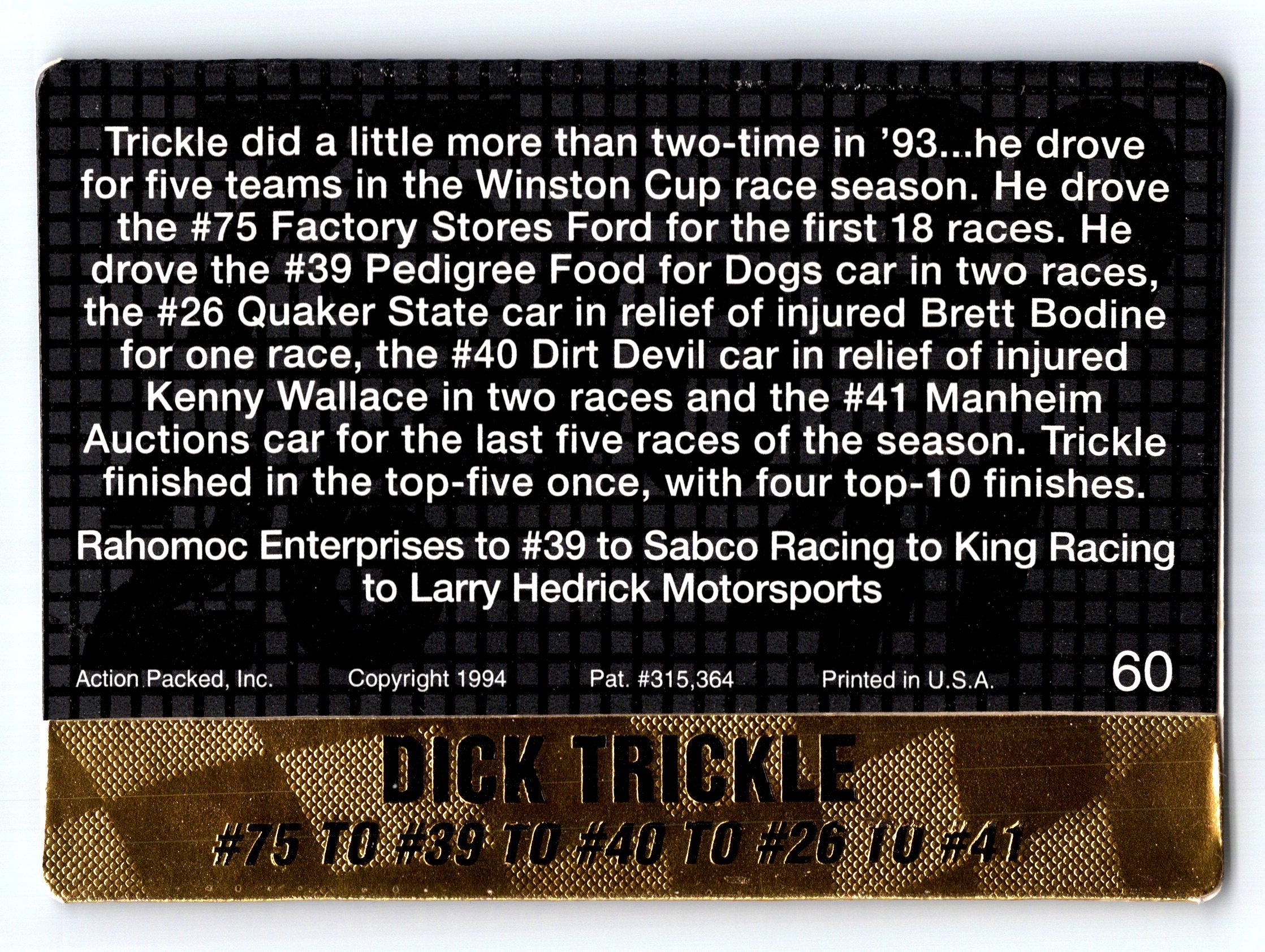 1994 Action Packed #60 Dick Trickle