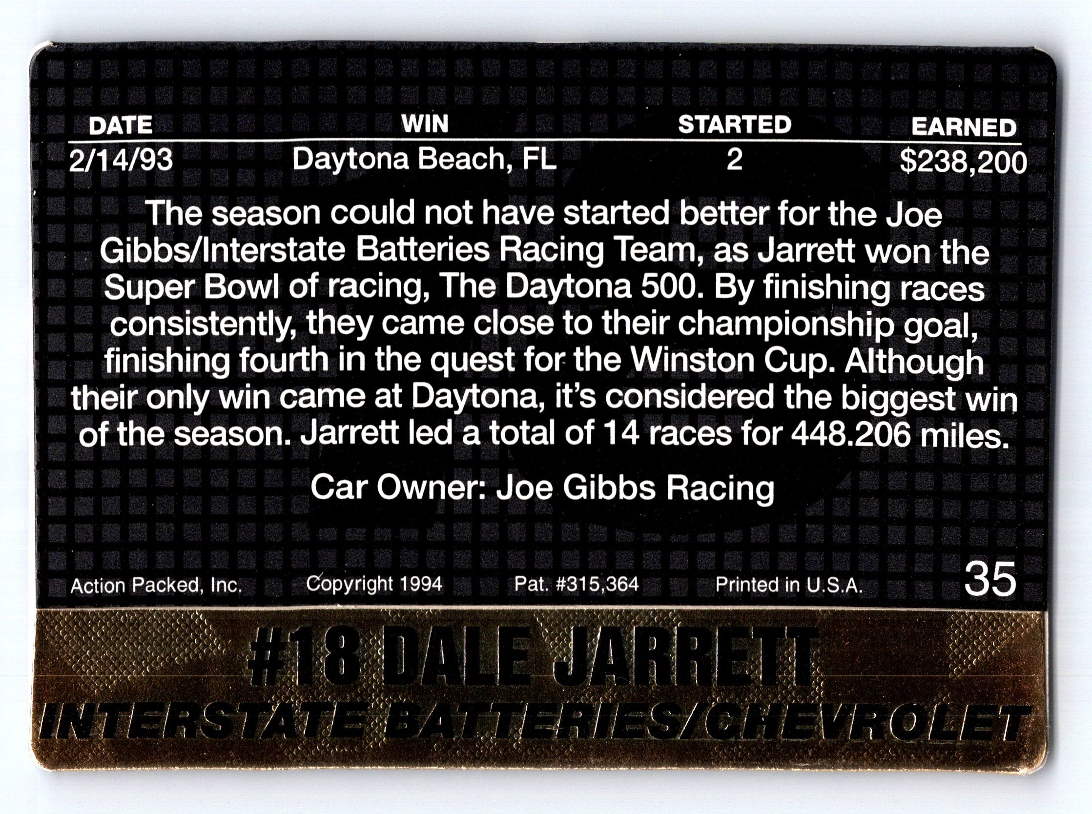 1994 Action Packed #35 Dale Jarrett