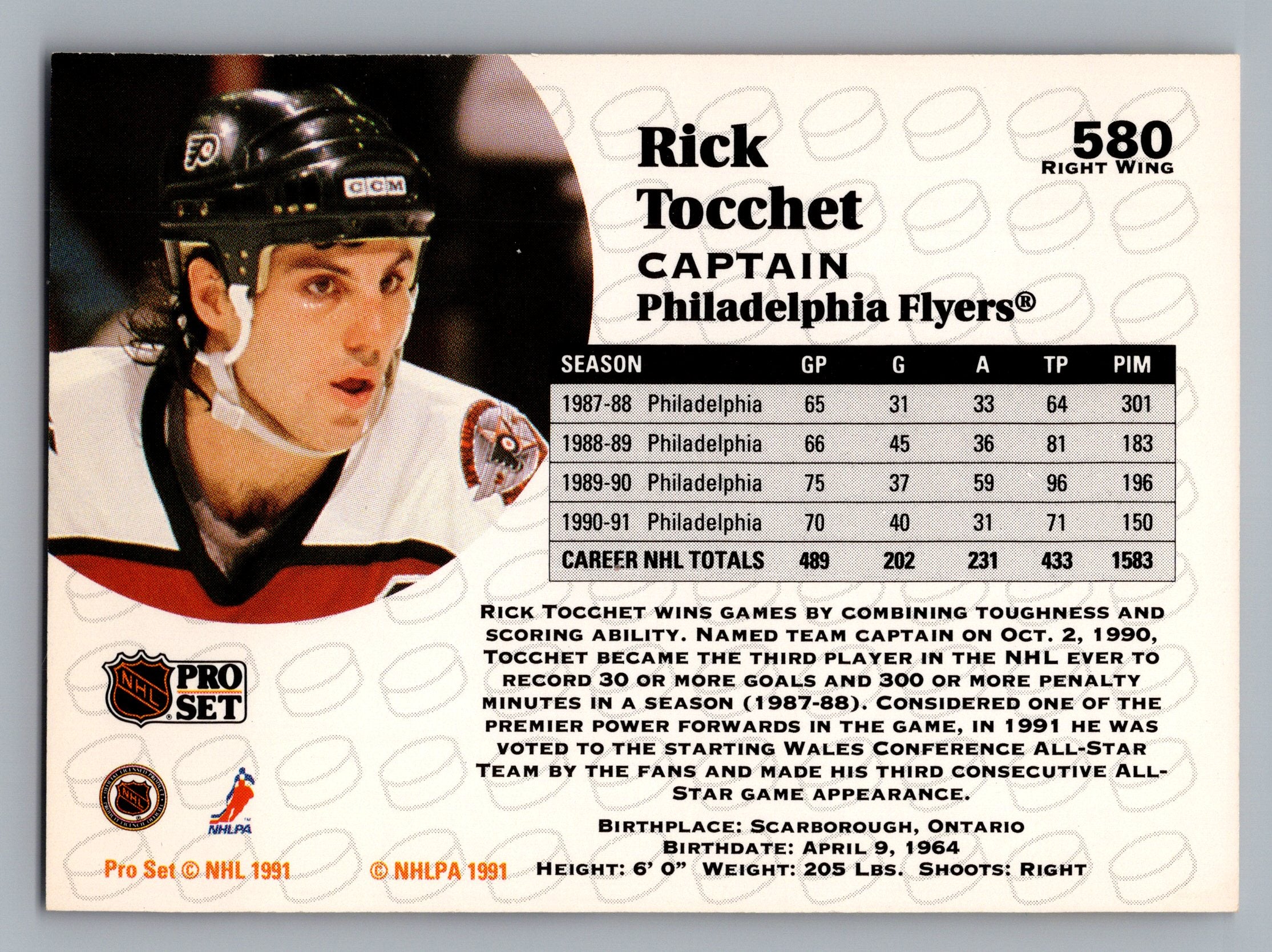 1991-92 Pro Set #580 Rick Tocchet
