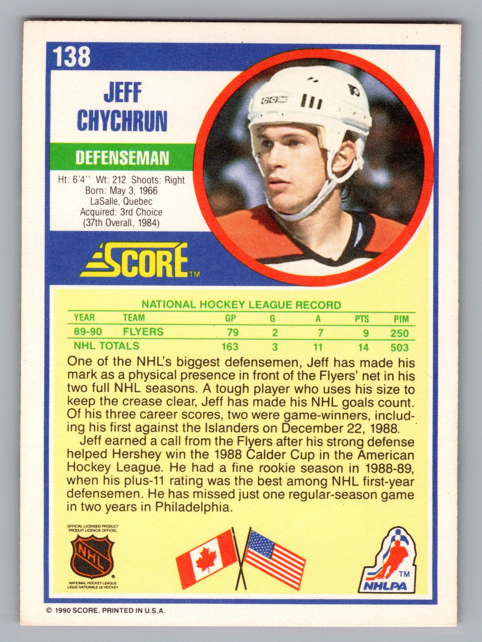 1990-91 Score American #138 Jeff Chychrun