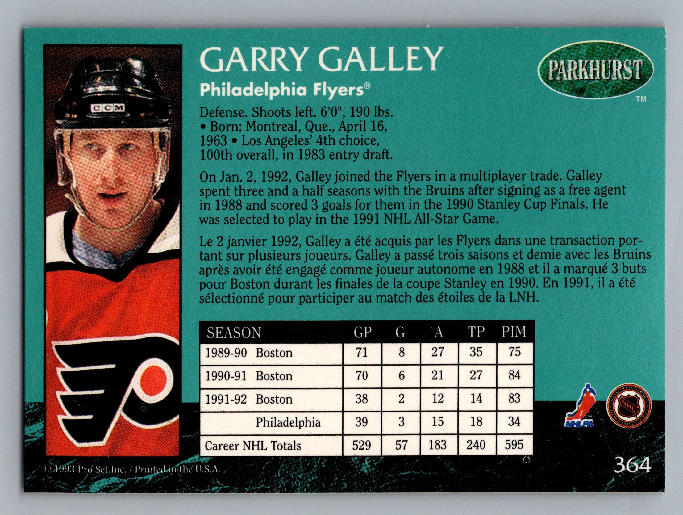 1992-93 Parkhurst #364 Garry Galley