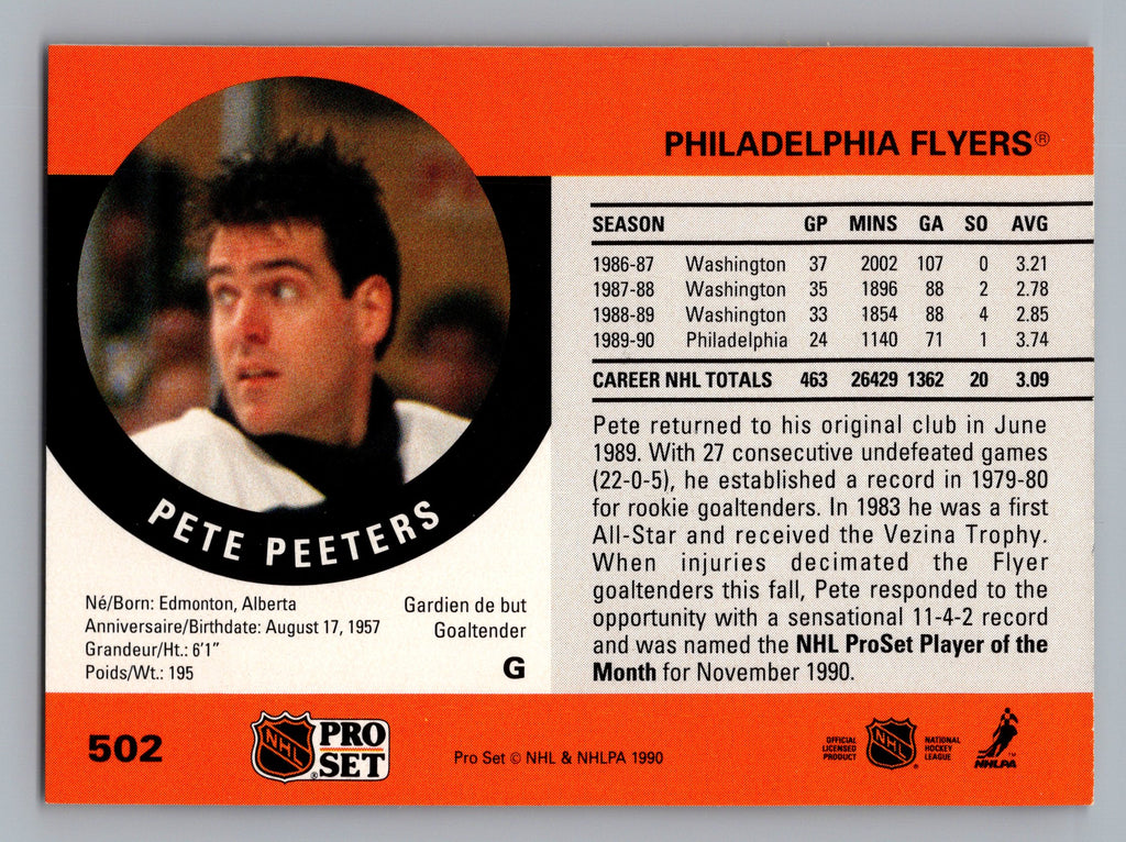 1990-91 Pro Set #502 Pete Peeters