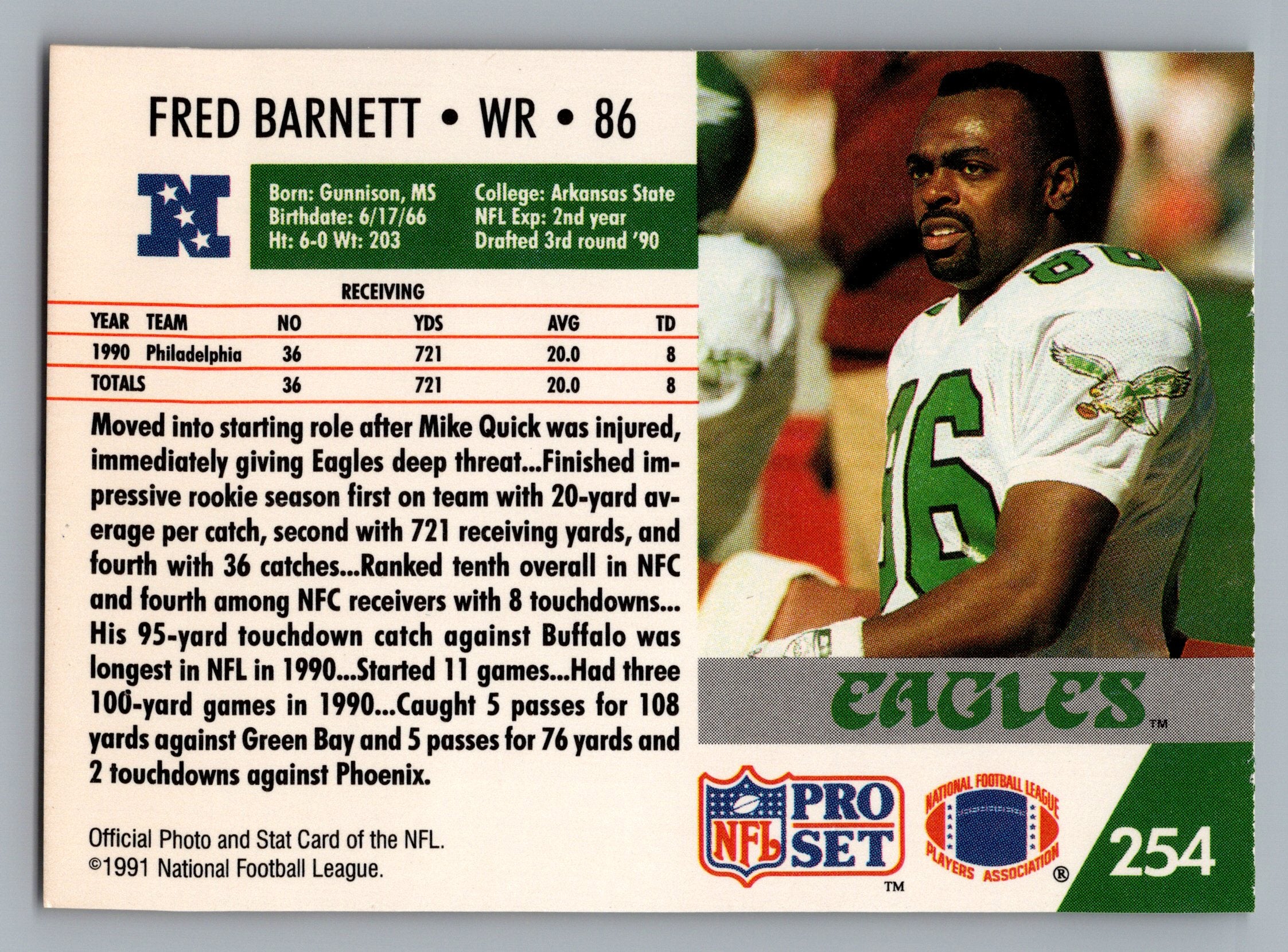 1991 Pro Set #254 Fred Barnett