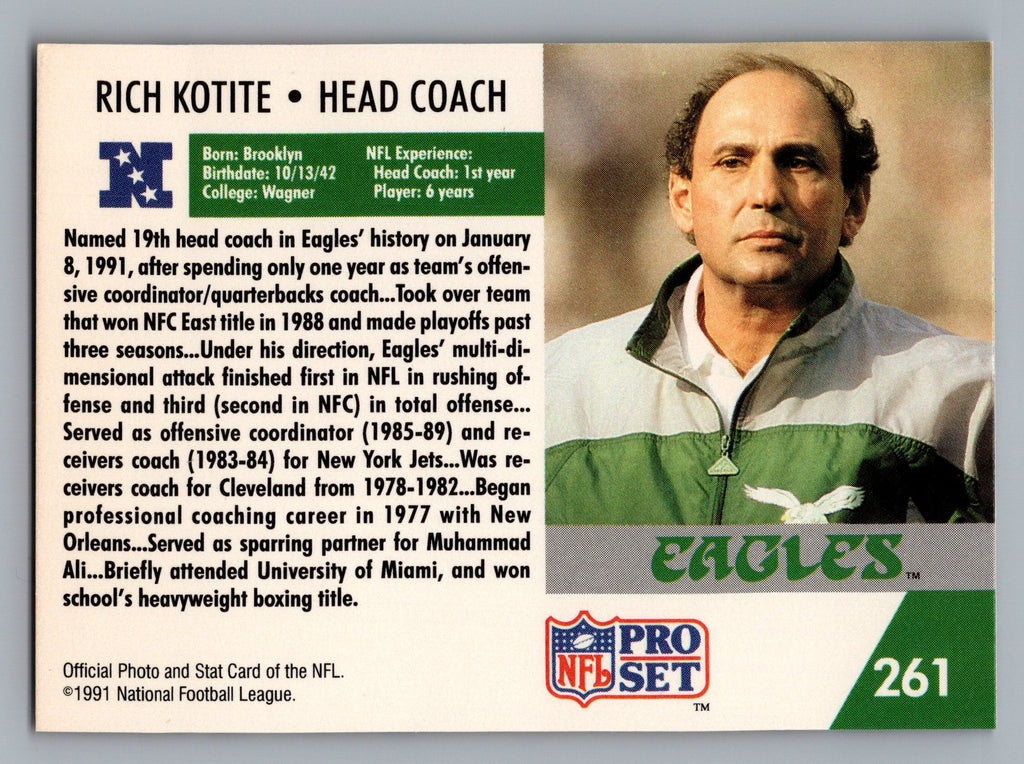 1991 Pro Set #261 Rich Kotite
