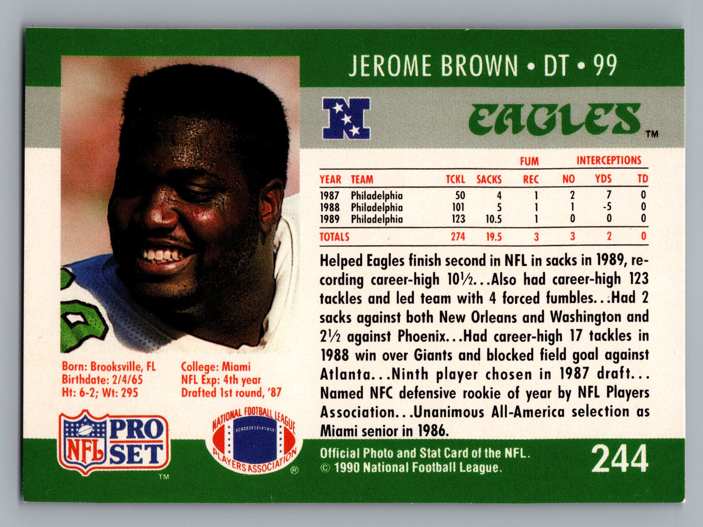 1990 Pro Set #244 Jerome Brown
