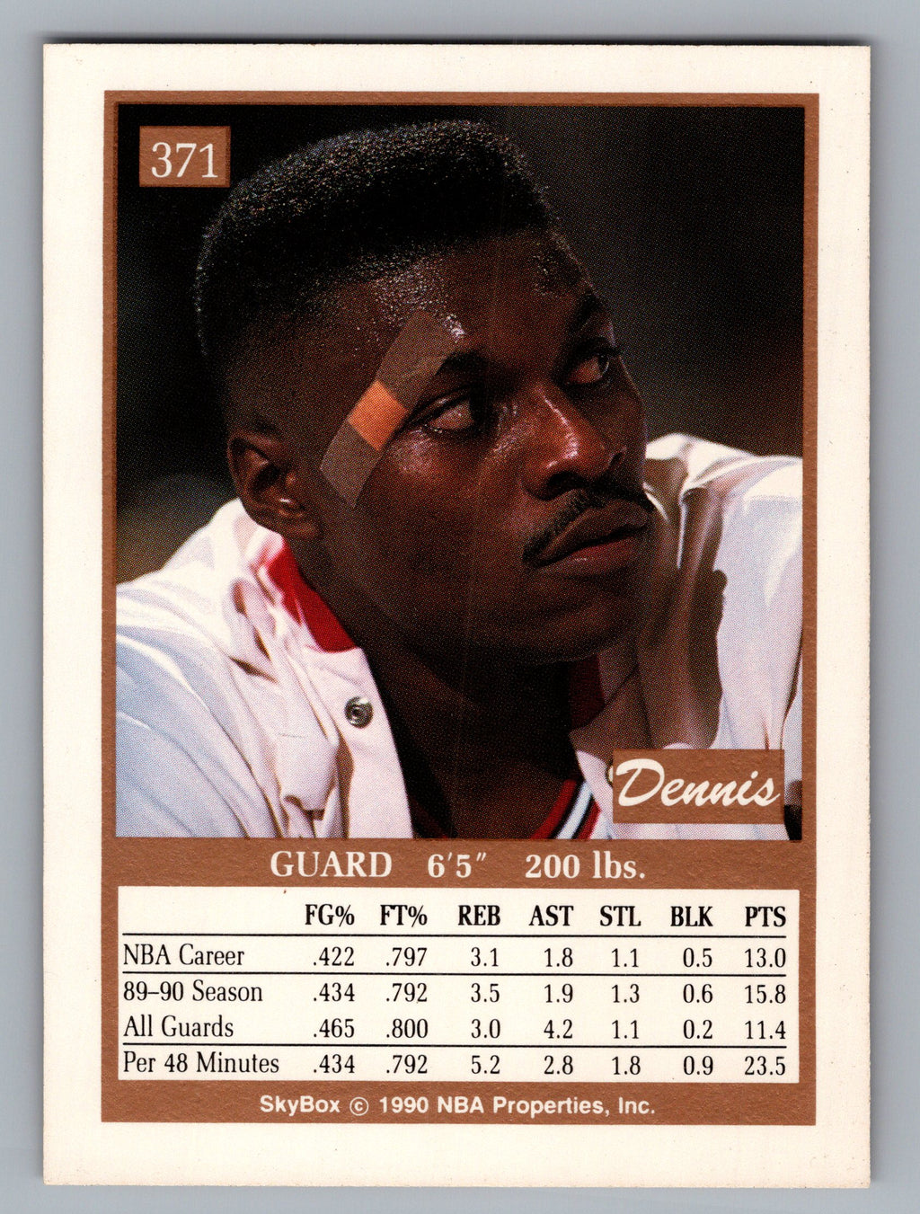 1990-91 SkyBox #371 Dennis Hopson