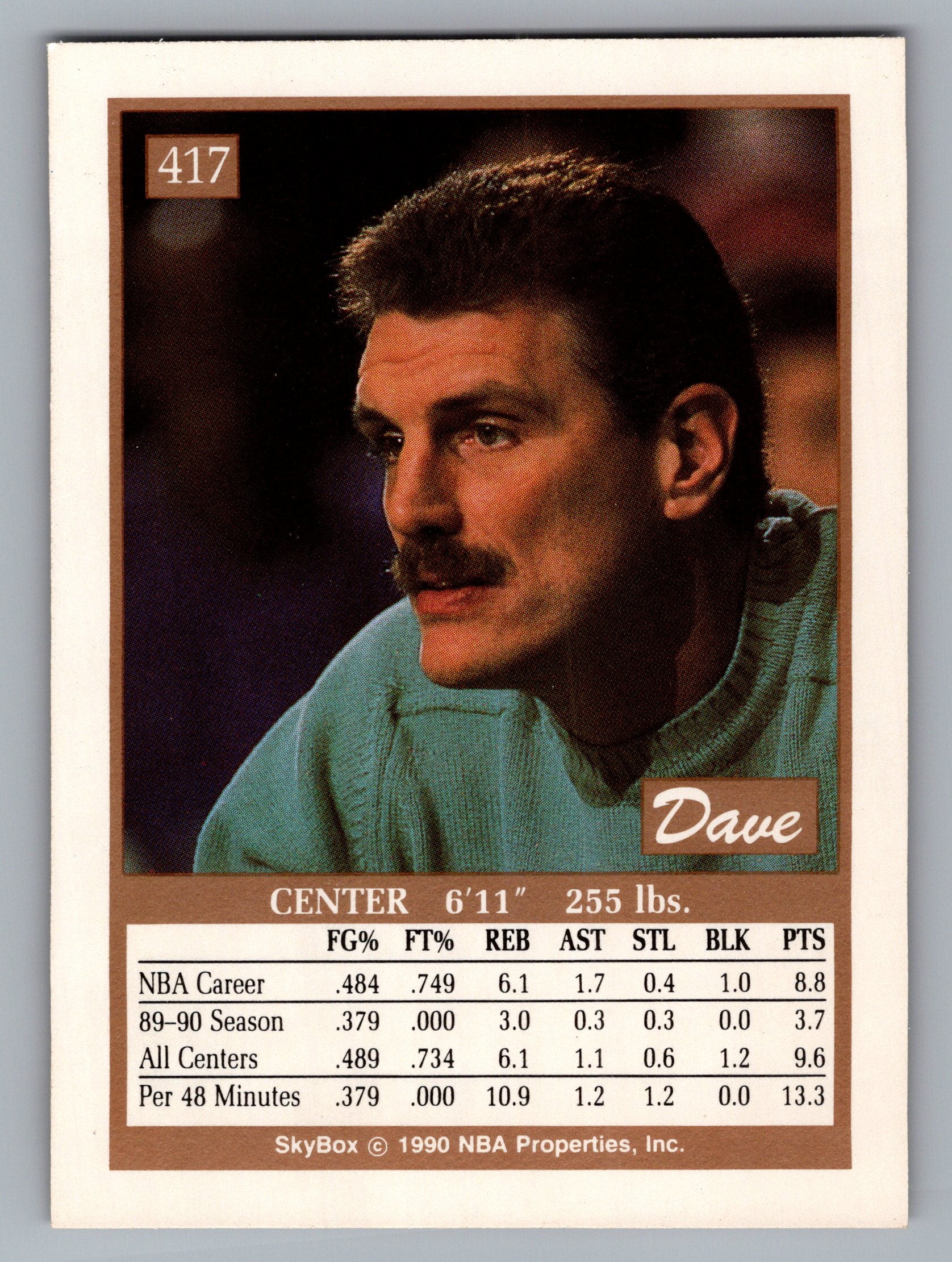1990-91 SkyBox #417 Dave Corzine