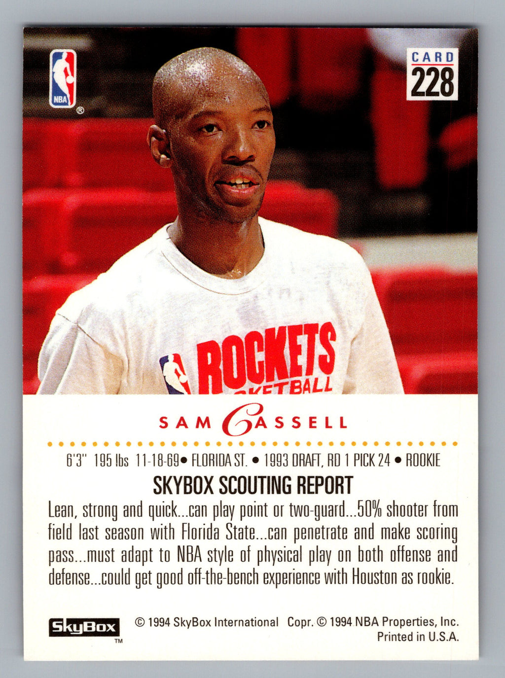 1993-94 SkyBox Premium #228 Sam Cassell