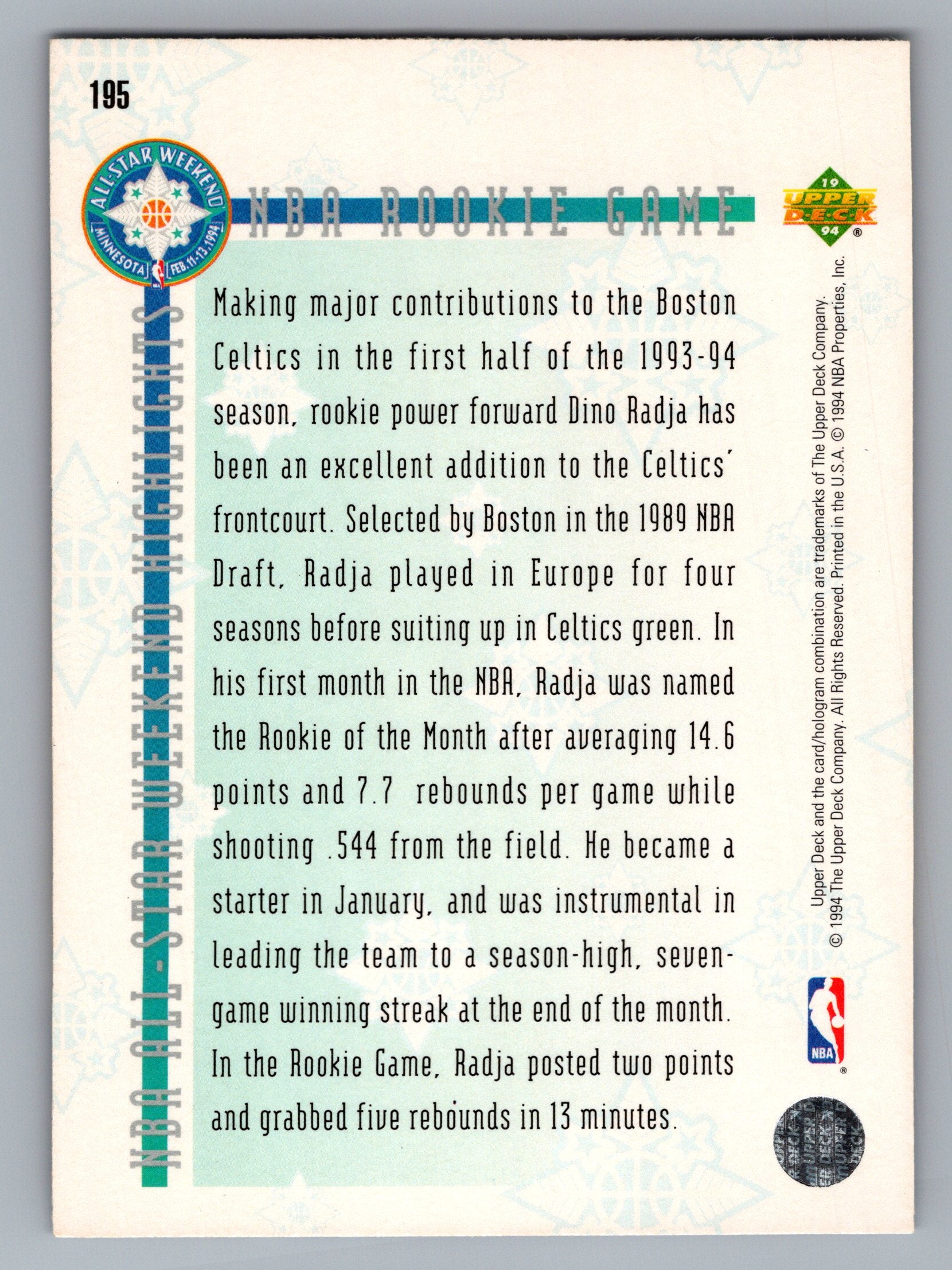 1993-94 Upper Deck Special Edition #195 Dino Radja Electric Court