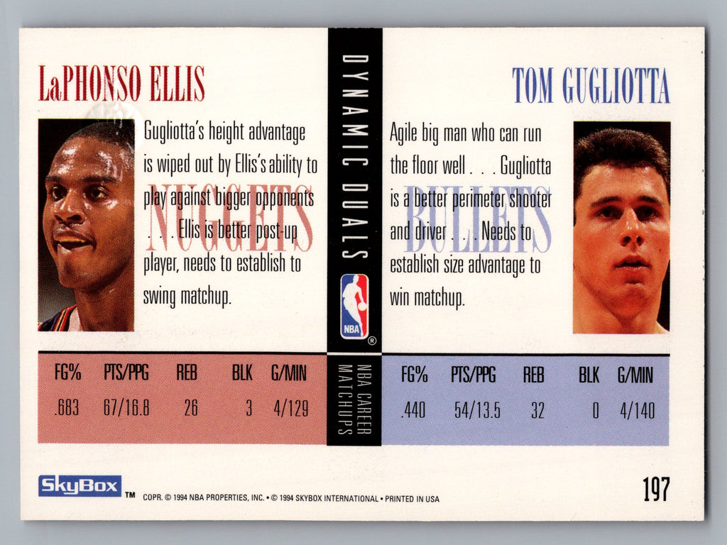 1994-95 SkyBox Premium #197 LaPhonso Ellis / Tom Gugliotta