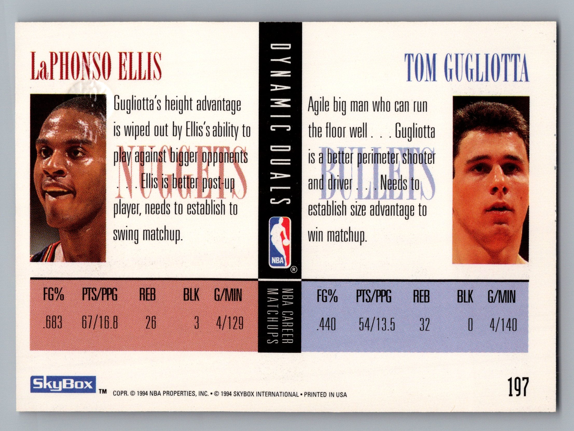 1994-95 SkyBox Premium #197 LaPhonso Ellis / Tom Gugliotta