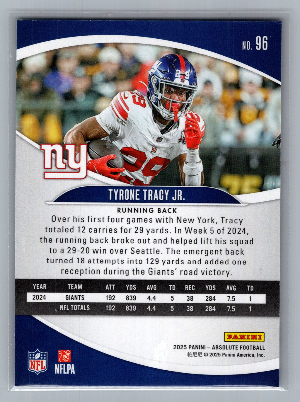 2025 Panini Absolute #96 Tyrone Tracy Jr. Retail