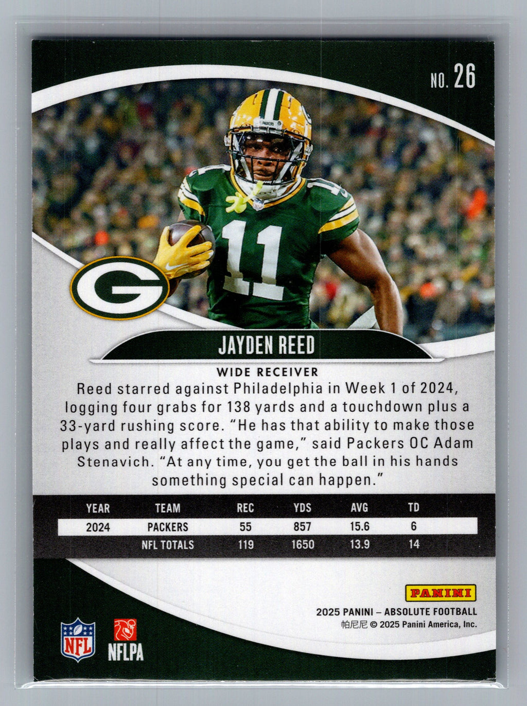 2025 Panini Absolute #26 Jayden Reed Retail